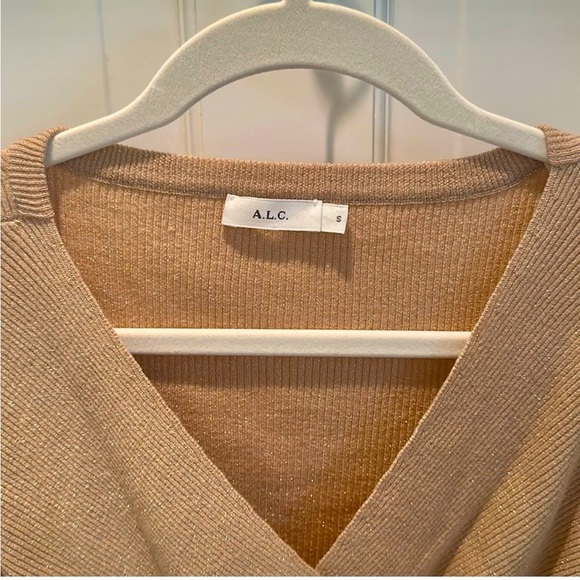 ALC gold cropped cross over top sweater - Picture 2 of 4